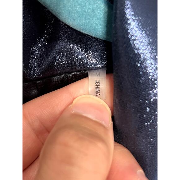 T Tahari Blue Jacket Size M Sparkle Zippers Biker Y2K Business Causal - Picture 14 of 16